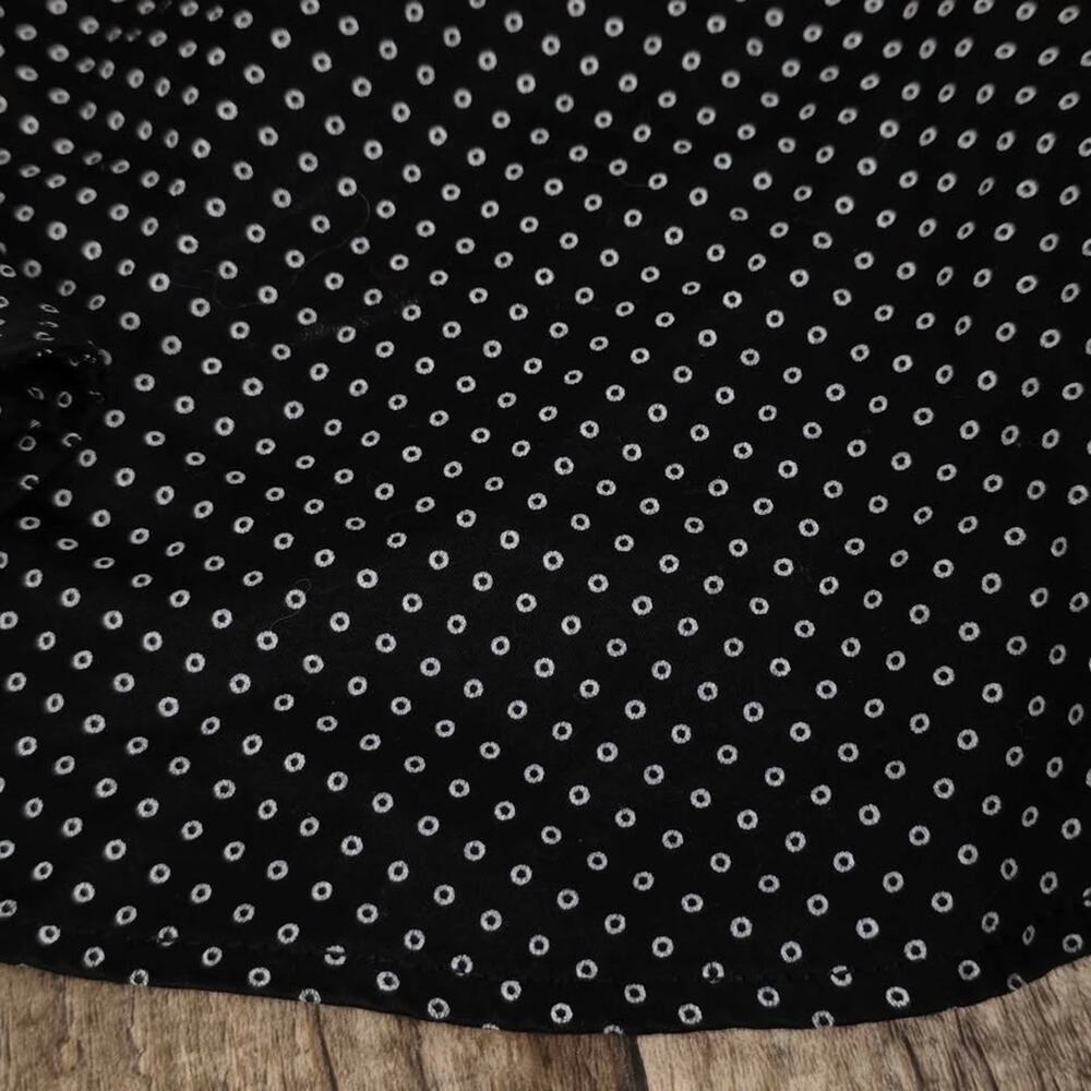 Y2K Ruched Fitted Blouse Black Micro Dot Button Up Size Large Office Siren - Picture 6 of 10